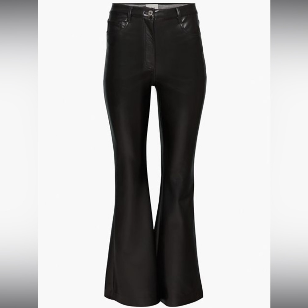 Aritzia, Size 10, black vegan leather flare pants